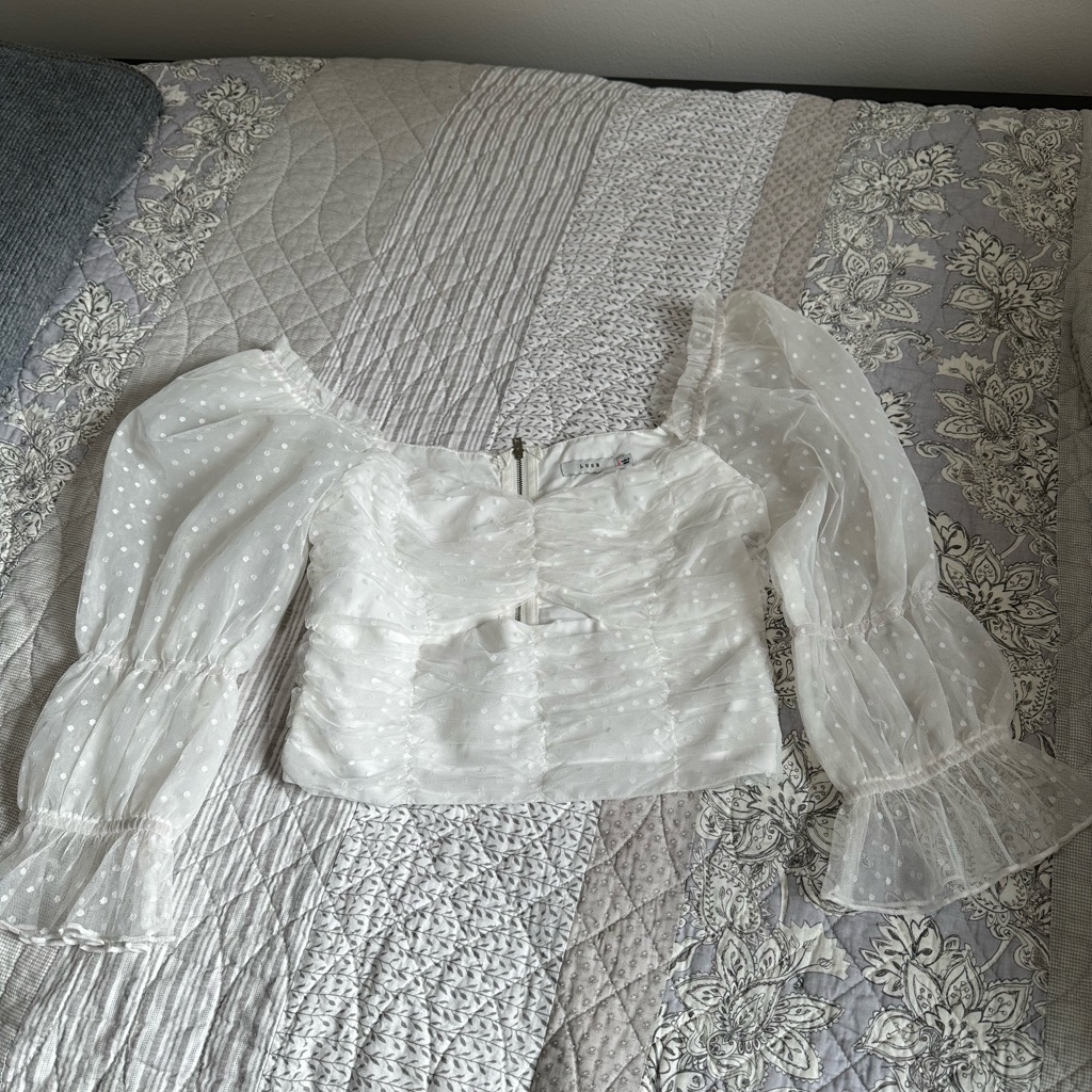 Lush Crop Top Mesh Sleeve Size Small Sweetheart Neckline Never Worn, Nwot